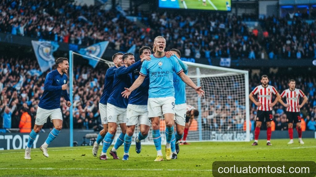 Man City thắng kịch tính 5-3 trước Sunderland: Haaland và đồng đội khẳng định vị thế dẫn đầu